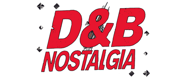 D&B Nostalgia logo with bold red text and decorative elements.