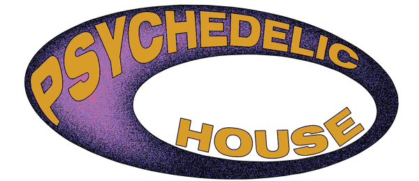 Psychedelic House logo with purple and orange text.