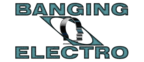 Banging Electro logo with stylized headphones design.