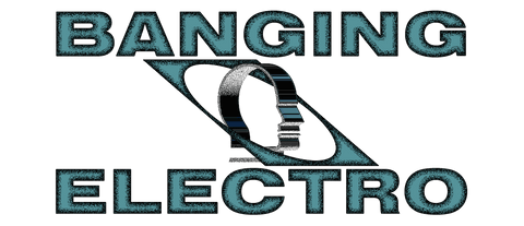 Banging Electro logo with stylized headphones design.