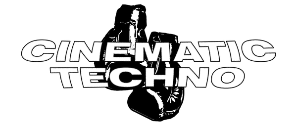 Cinematic Techno logo with abstract background.