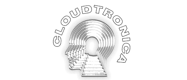 Logo of "Cloudtronica" featuring overlapping silhouettes of a head in a black outline.