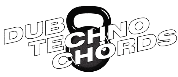 Dub Techno Chords logo with a kettlebell design.