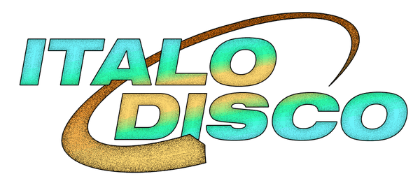 Italo Disco logo with gradient colors and stylized design.