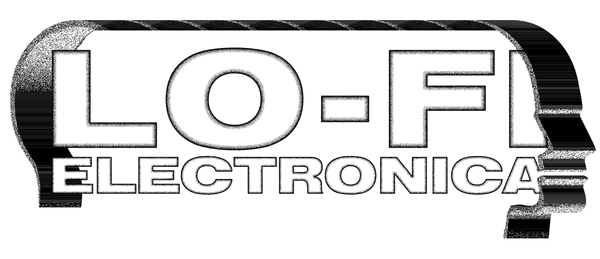 Lo-Fi Electronica logo with stylized text and graphic design.