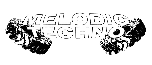 Melodic Techno logo with abstract gear design.