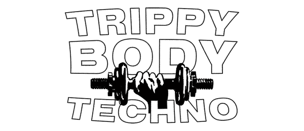 Trippy Body Techno logo with hand gripping a dumbbell.